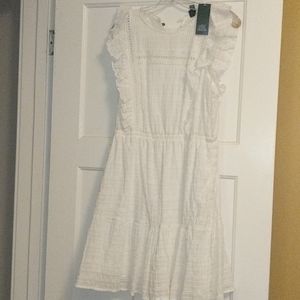 White flutter sleeve dress